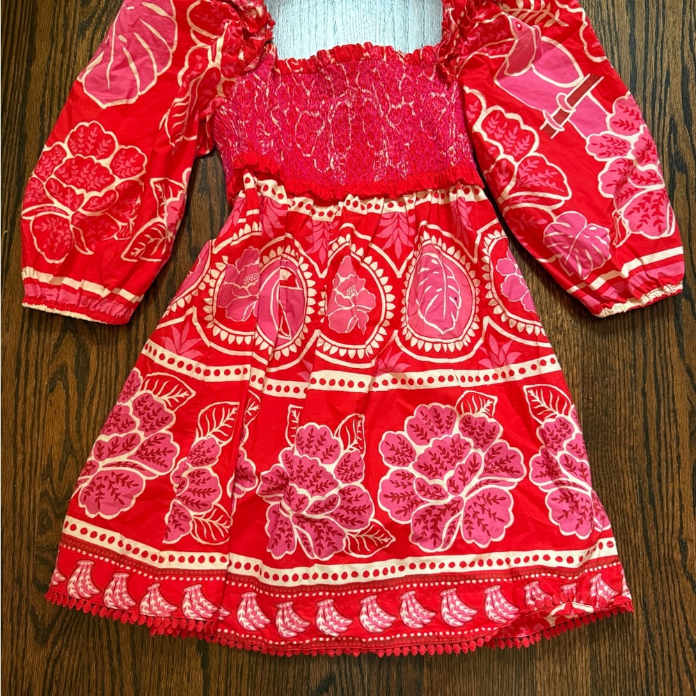 Farm Rio Red Summer Sunrise Organic Cotton Mini Dress